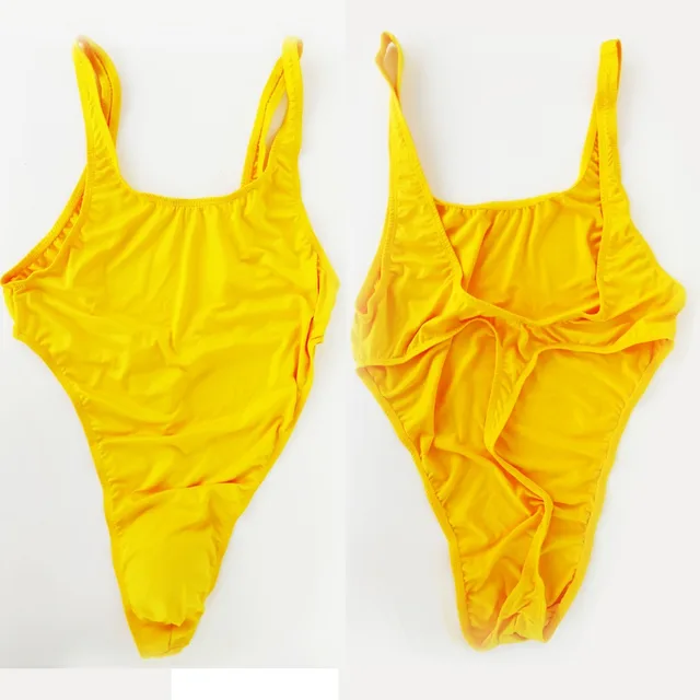 Mens Thong Bodysuit Stretchy High Cut Deep V neck Jersey Spandexin