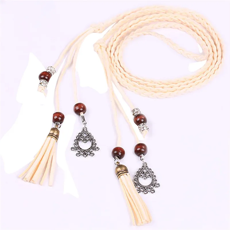 Women Fashion Folk-Custom Tassel Braided Pendant Waist Dress Belt Waistband for women Fashion Accessory 40FE066