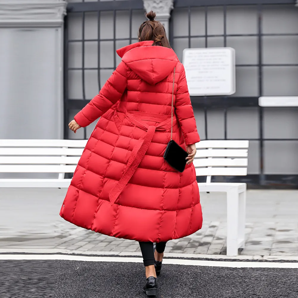 FREE OSTRICH Clothes coat Women Outerwear Fur Hooded Coat Long Cotton-padded Jackets Pocket Coats and Jacket women coat Winter