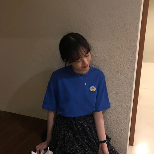 

Simple Cute Cartoon Letter Printed Basic Fresh Hit 2019 New Spring Hot Sale Summer Short Sleeve Women T-shirts