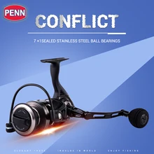 PENN CONFLICT пресноводная и соленая вода 7+ 1BB спиннинговая Рыболовная катушка HT-100 складные Сменные спиннинговые Катушки