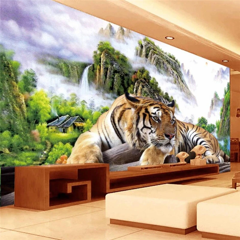 

wellyu обои papel de parede para quarto Custom wallpaper Tigers Tiger King domineering TV sofa living room background behang