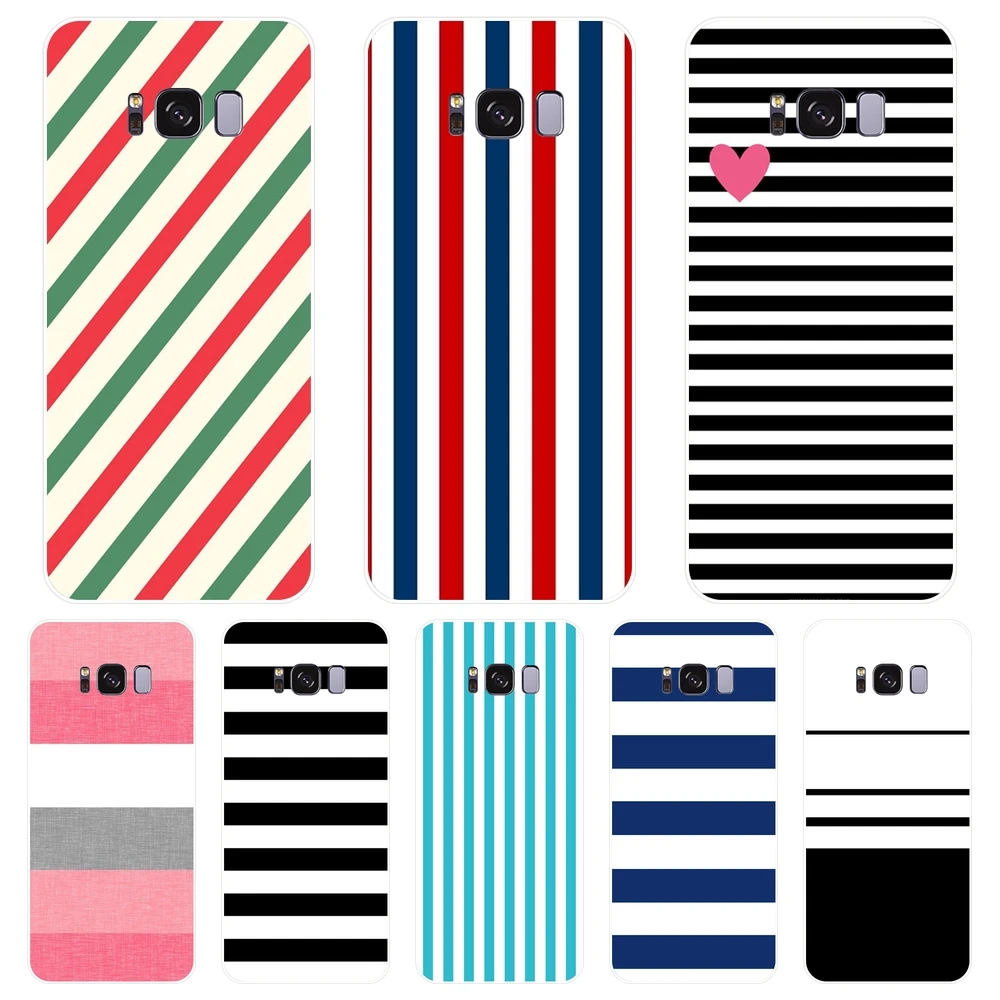 Blue Black Stripes Back Cover For Samsung Galaxy Note 4 5 8 9 Soft Silicone Case S8 S9 Plus S5 S6 S7 Edge Phone | Мобильные телефоны