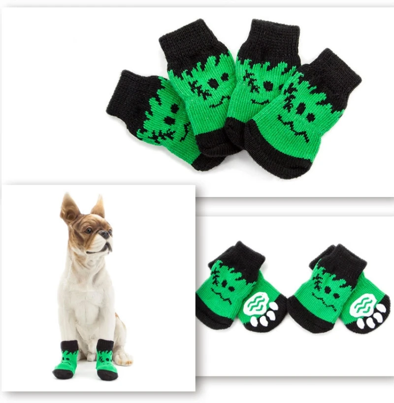 Носки для питомцев, красивые дизайнерские носки для Хэллоуина и чирисма, хлопковые носки для собак, кошек, Нескользящие и носки для щенков