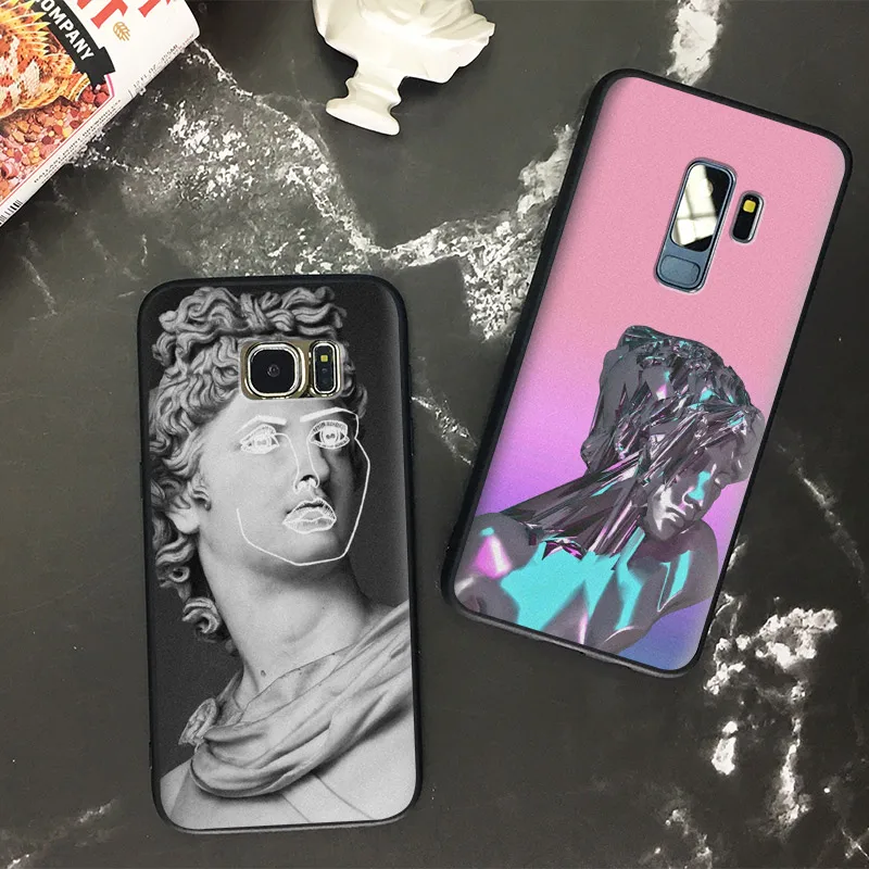 

Plaster statue Pattern coque Soft Silicone Phone Case Shell Cover For Samsung S7 Edge S8 S9 Plus Note 8 9
