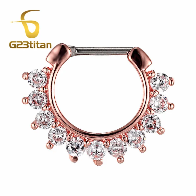 G23titan критальная перегородка кликер высокое качество пирсинг носа ювелирные изделия 16 г G23 титановый полюс Яркий Циркон Кристалл - Окраска металла: NS111