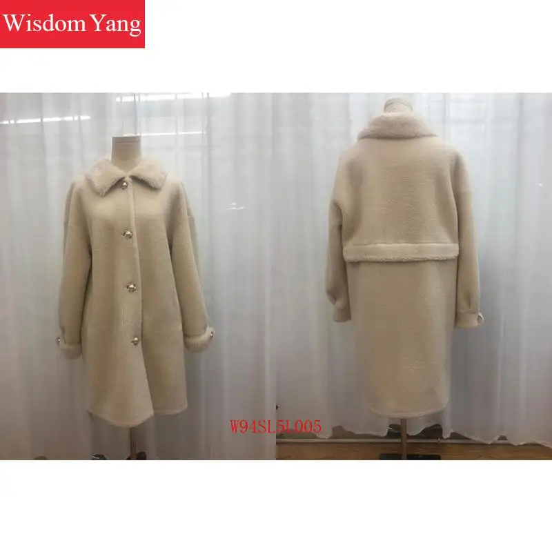 

Winter Autumn Elegant Womens Coats Faux Wool Trench Warm Female Long Yellow Overcoat 2019 Korean Beige Surcoat Coat Outerwear