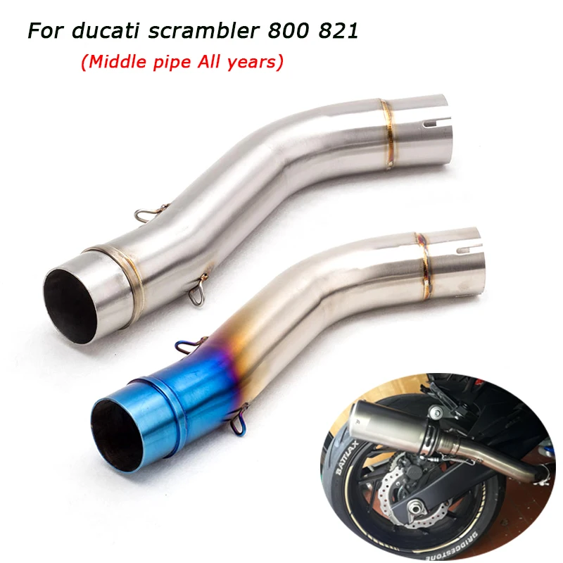 

50.8mm Motorcycle Stainless Steel Middle Link Pipe Exhaust Muffler Delete Replace Original Modified For Ducati Scrambler 800 821