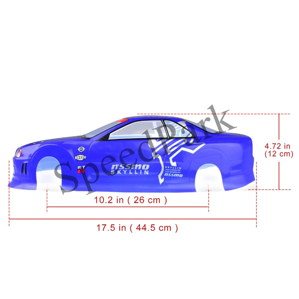 2шт Skyline GTR R34 синий/желтый/черный 1/10 1:10 ПВХ Окрашенный корпус 190 мм Колесная база