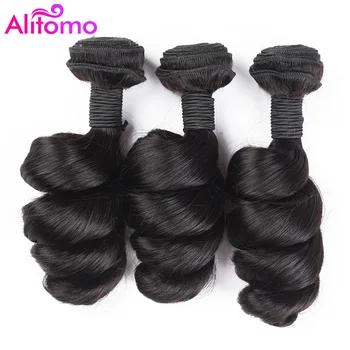 

Alitomo Brazilian Loose Wave Bundles Natural Black 1B Hair Weave Extensions 100% Human Hair Bundles Non Remy Hair 1/3/pcs/Lot