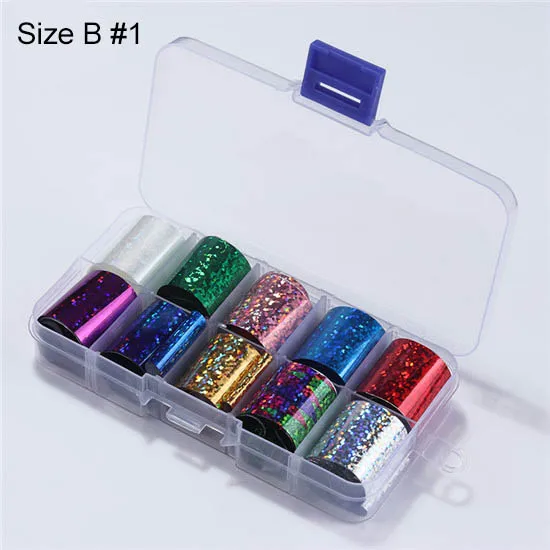 1 коробка 10 шт цветной мраморный блестящий камень рок-дизайн ногтей Фольга клей для наклеек передача великолепный маникюр Дизайн ногтей украшения - Цвет: Size B 1