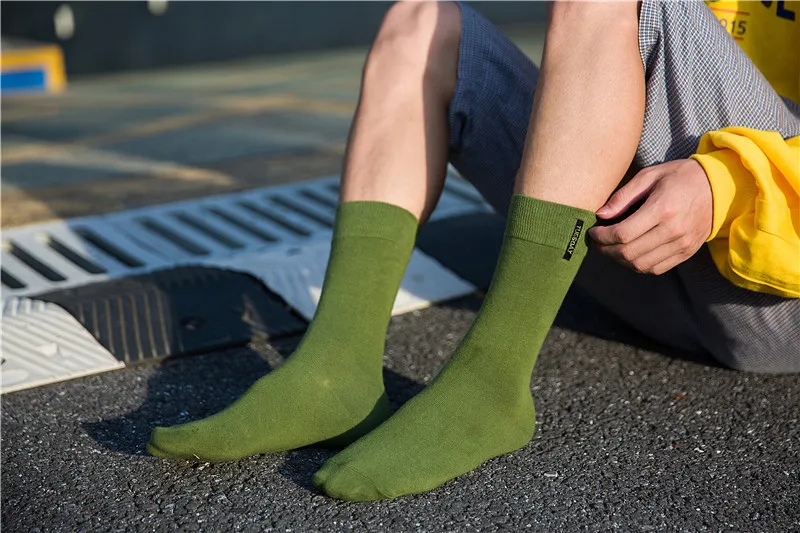MYORED, модные мужские носки, чёсаный хлопок, сплошной цвет, деловые носки для мужчин, британский стиль, Разноцветные носки для мужчин