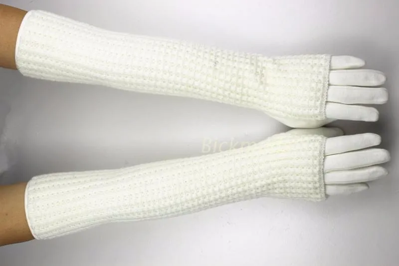 Женские хлопчатобумажные перевернутые кашемировые Длинные вязаные перчатки теплые перчатки увеличивающие повязку наборы двухъярусных можно разрезать по колено