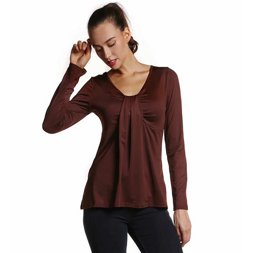 Women Quality Milk Silk Tops t Shirts Long Sleeve Slim T Shirt Woman