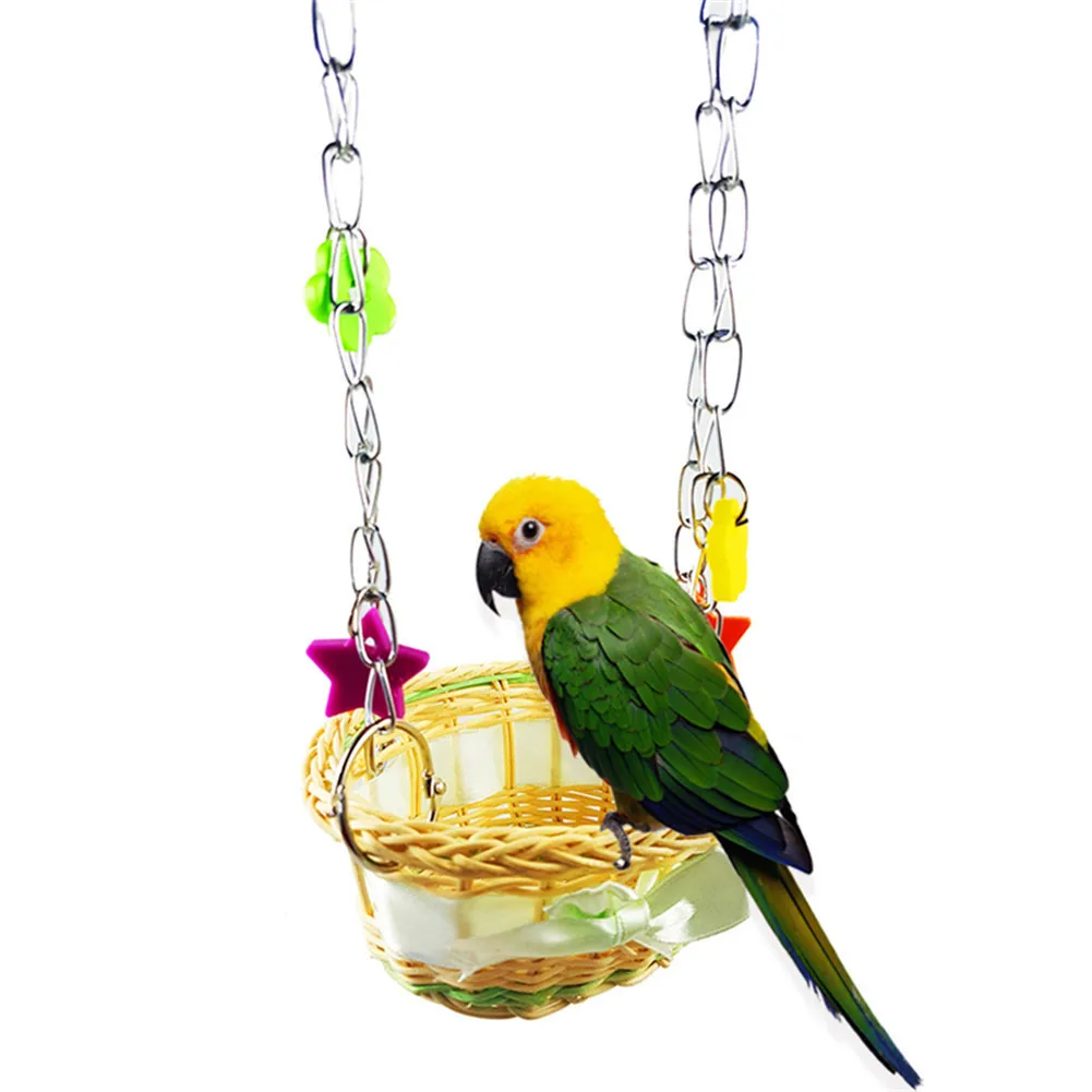 254 44 De Réductionperroquet Tressé Chaîne De Suspension De La Lit Panier Divertissement Reste à Double Usage Décoratif Cage à Oiseaux Belle