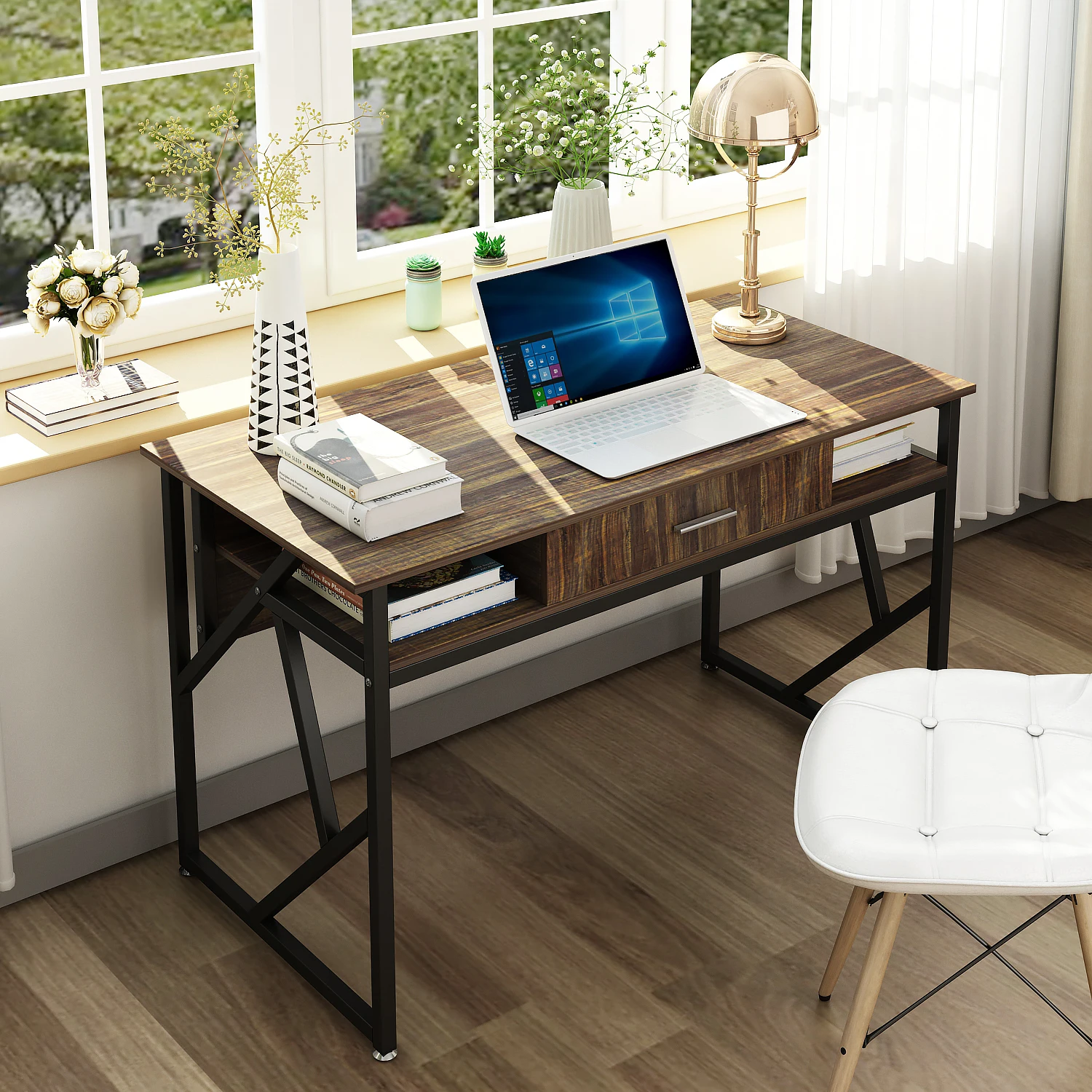 Computer Desk with Drawer DEWEL 47” Executive Desk Office Write Desk PC Laptop Workstation Space-Saving Study Desk with Storage Computer Desk with Drawer DEWEL 47” Executive Desk Office Write Desk PC Laptop Workstation Space-Saving Study Desk with Storage