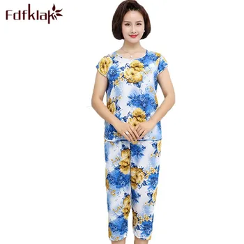 

Summer 2019 Night Suit For Women Pajamas Cotton Short Sleeve Sleepwear Pijama Femme 2 Pieces Pyjamas Women XXL 3XL 4XL Fdfklak