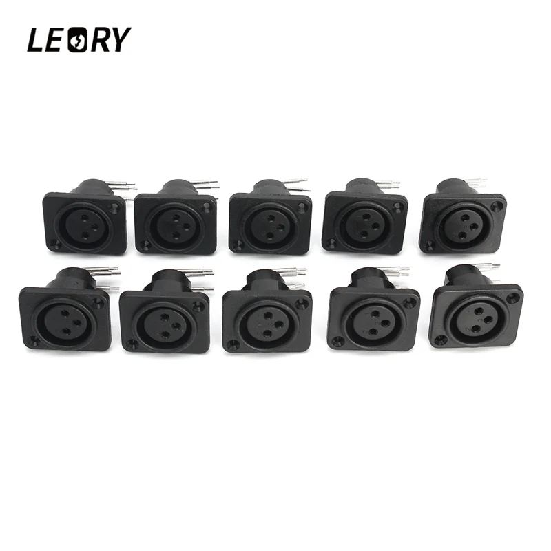 LEORY 10 шт. XLR 3Pin гнездовой разъем Панель Крепление Шасси гнездо разъема ПП аудио