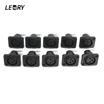 

LEORY 10pcs XLR 3Pin Female Jack Panel Mount Chassis PCB Socket Connector Audio Cable Terminal Socket Black