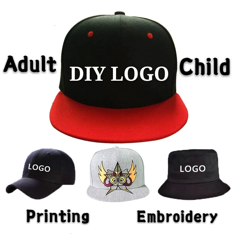 

DIY Logo Baseball Cap Custom-made Hat Hip Hop Child&Adult Printing Embroidery Famous Brand Sport Bucket Hat Men Women Snapback