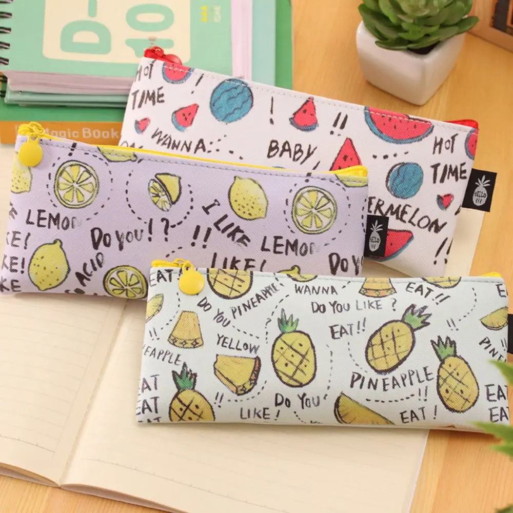 

Limit Shows Creative kawaii Fresh Style Fruits PU Leather Pencil Case Stationery Storage Organizer Bag School Office Supply gift