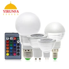 Цветная(RGB) Светодиодный лампа Светодиодный прожектор E27/E14/GU5.3/GU10 дистанционного Управление меняющий цвет AC85-265V светодиодный освещения