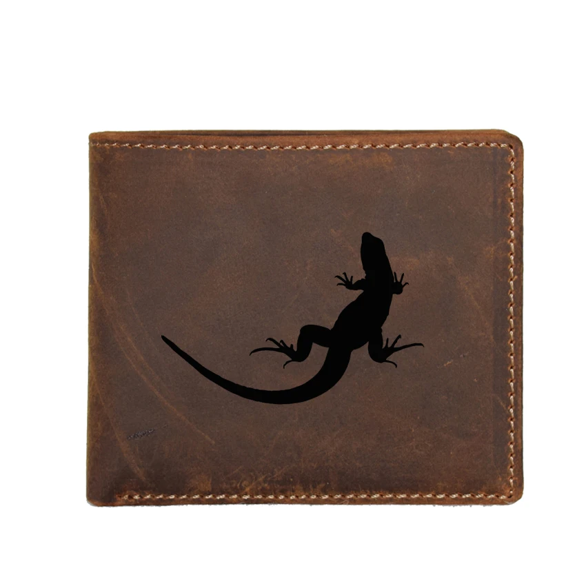 

Engraved leather Wallet Lizard Salamander Pattern Men short Purse FRID Protection card holders Wallet with Coin Pocket Bag