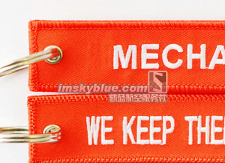 Цепочка для ключей MECHANIC оранжевая вышивка мы продолжаем их летать металлический