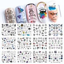 Смешанный дизайн для ногтей Наклейка переводная вода мультфильм животное Мода с красочным кончиком наклейка слайдер дизайн ногтей Декор Маникюр SABN1129-1140
