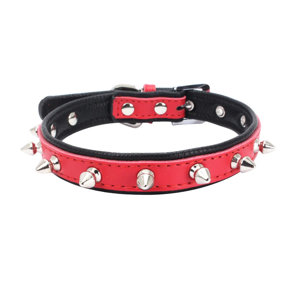 Double Layer Genuine Leather Cat Collars Black Base Bicolor Rivets Collar XS-S for Cats Small Dogs Pet Products katten riem Double Layer Genuine Leather Cat Collars Black Base Bicolor Rivets Collar XS-S for Cats Small Dogs Pet Products katten riem