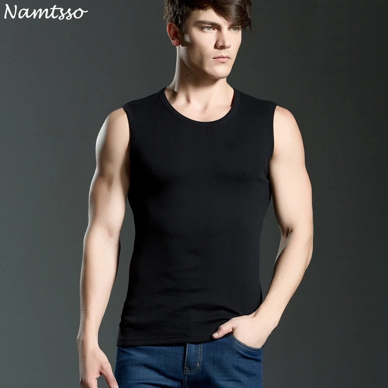 3 pcs Men all cotton Solid color seamless underwear clothing close-fitting broad shoulders V/O-neck vest comfortable undershirts