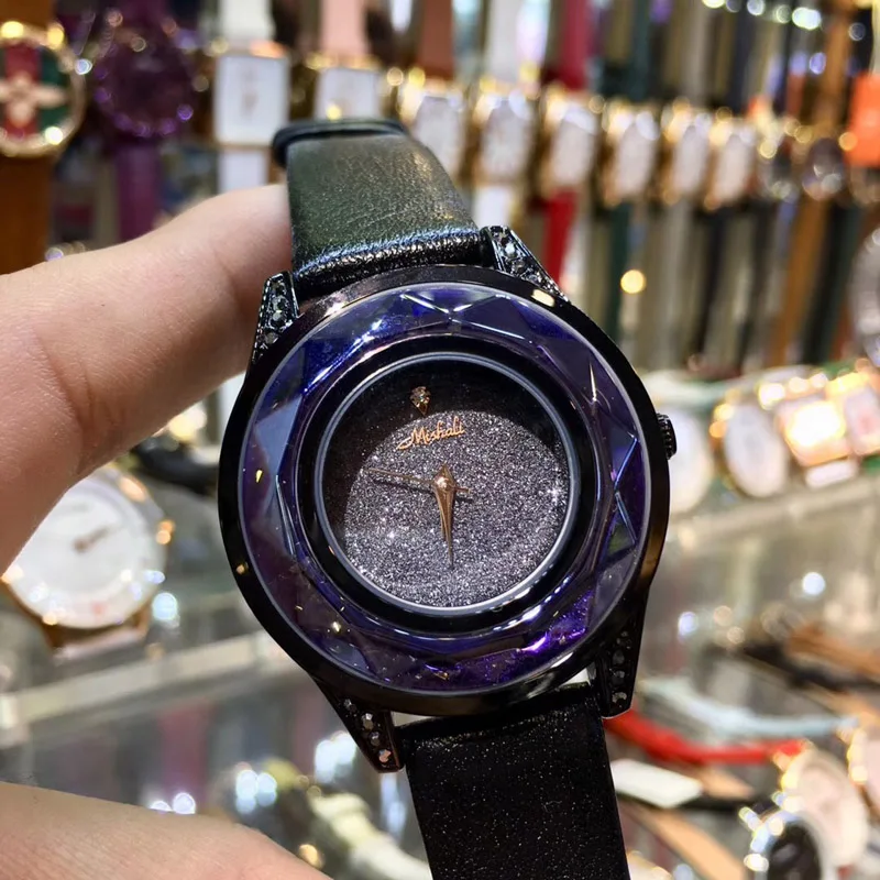 

New Cutting Surface Dial Flying Saucer Case Diamond Leather Belt Woman Watch Famous Brand Watches For Women Ladies Dress