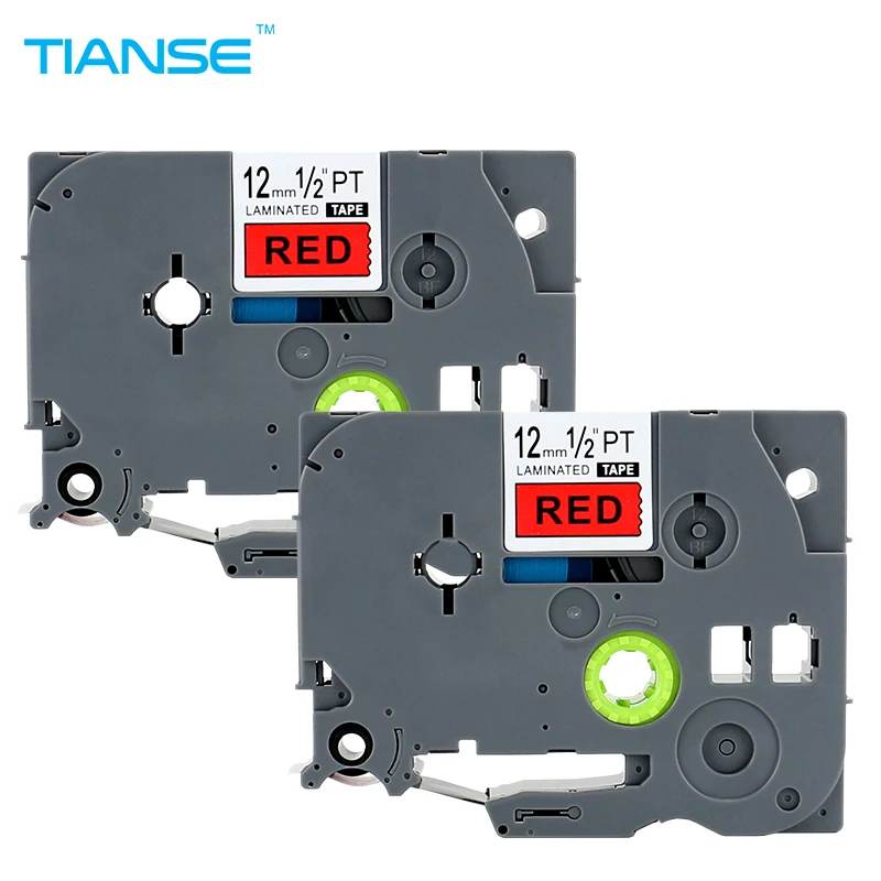 

TIANSE 2pcs TZe 431 Black on Red Label Tape for Brother Tze431 TZ-431 p-touch 12mm x 8M tz431 tze-431 tz Ptouch printer ribbon