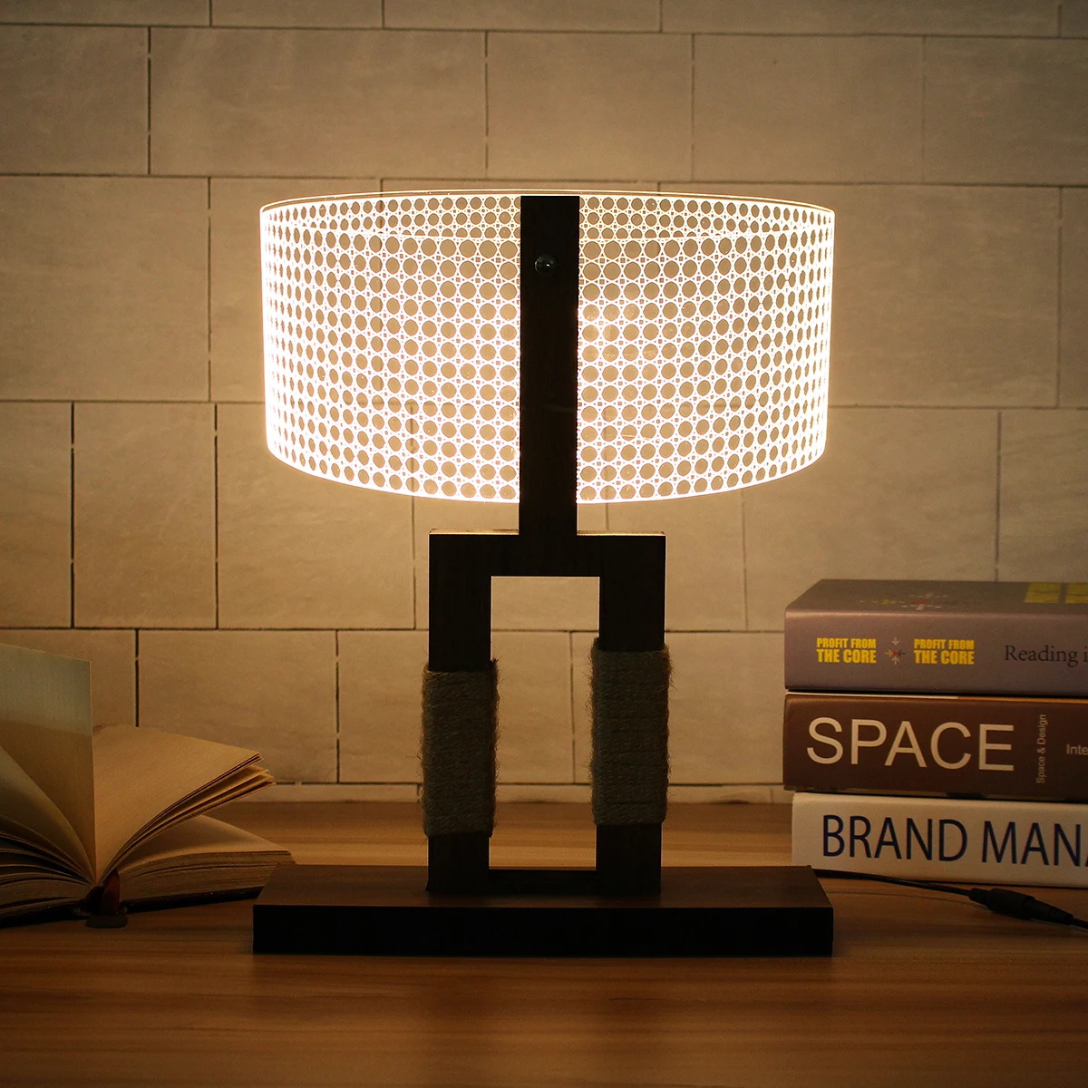

3D Wooden LED Light Stand Lamp Night Light for Bedroom Table Desk Lamp Lighting with Plug Connector Home Decor Lamp gift