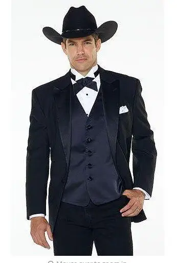 Jakcet + Pantalones + chaleco azul marino) traje de hombre estilo vaquero occidental con solapa de muesca, esmoquin negro que novio tenga trajes boda para hombre|mens suits black|suit blackmens