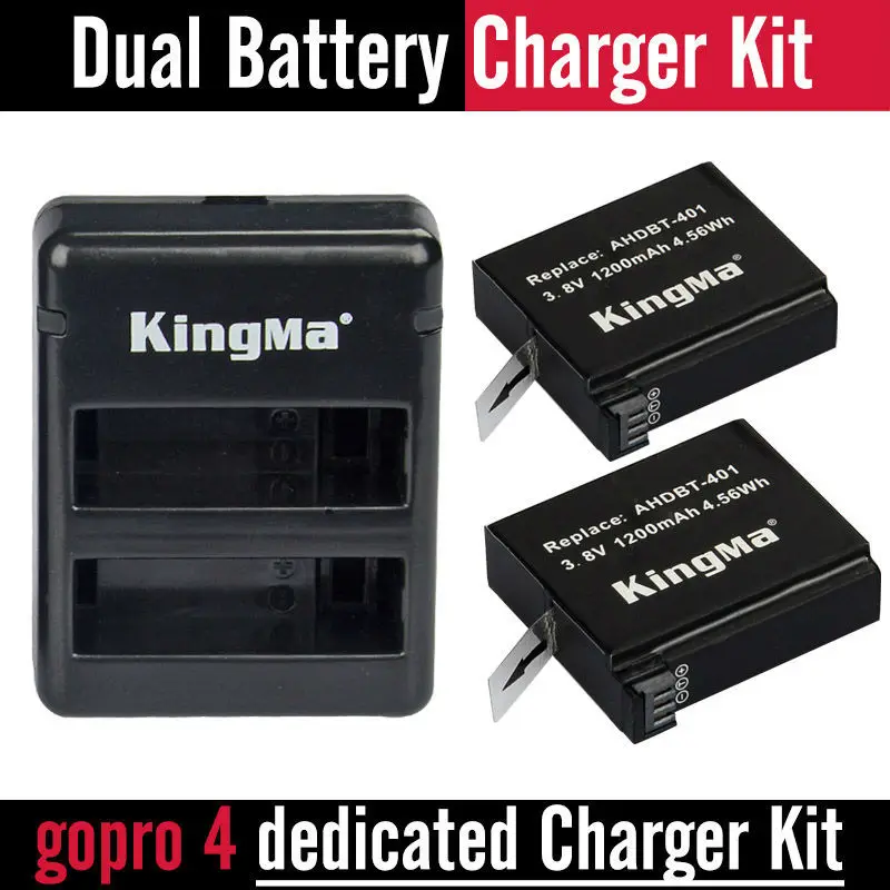 2pcs Kingma Original 1200mah 3 8v Ahdbt 401 Gopro Hero 4 Battery