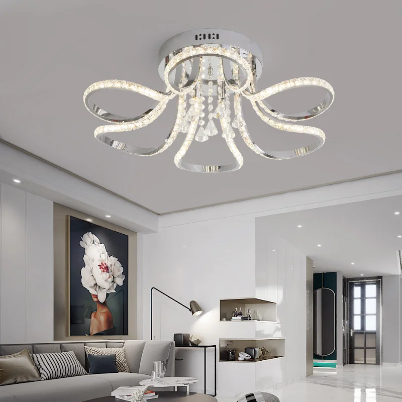 

Modern LED Ceiling Lights Chrome Finished for bedroom luminaire plafonnier LED Lustre Wave Ceiling lamp for home Living Room