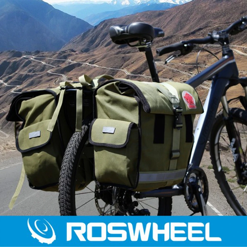 ROSWHEEL Retro Canvas Bicycle Carrier Bag 50L Rear Rack Trunk Bike