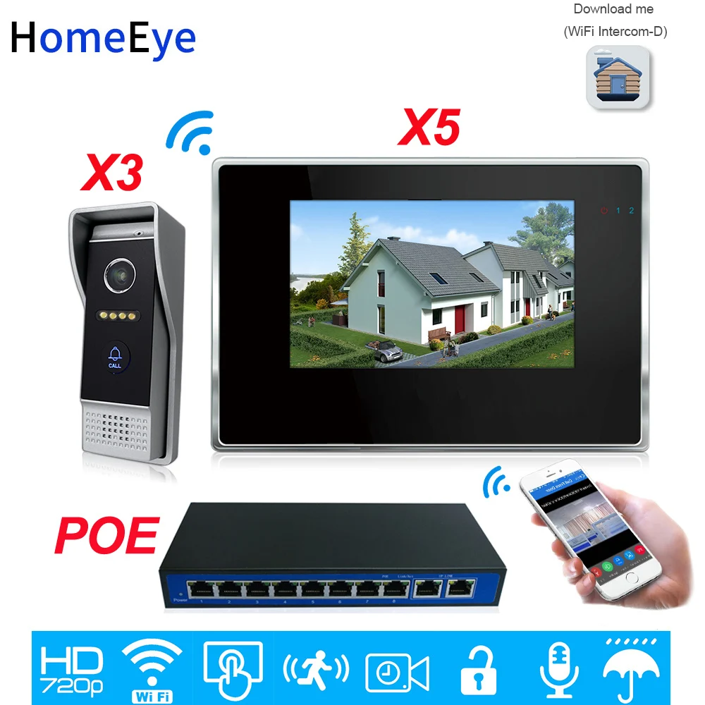 720P WiFi IP Video Door Phone Video Intercom 3-5 Home Access Control System Android iOS App Remote Unlock Touch Screen POESwitch 720P WiFi IP Video Door Phone Video Intercom 3-5 Home Access Control System Android iOS App Remote Unlock Touch Screen POESwitch