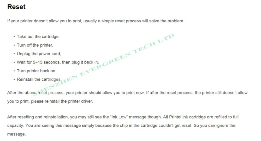 Low ink error 2