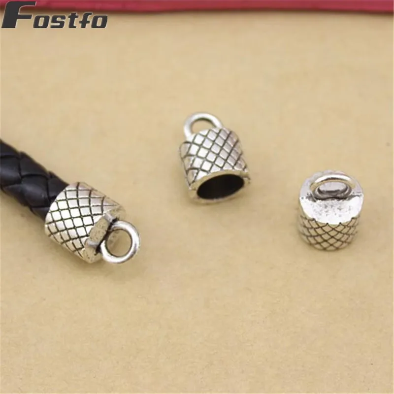 

Fostfo 10pcs/lot Silver Color Clasps Fit 8mm Round Leather Zinc Alloy End Clasps Connectors For Vintage Bracelets Jewelry Making