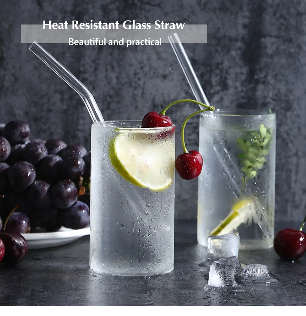 6pcs Heat Resistant Environmental Protection Glass Straw