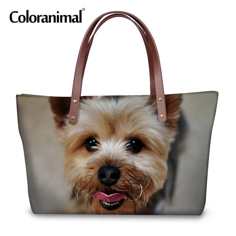 Coloranimal Women's Big Tote Bag Shoulder Bag for Ladies Female Shopper Bag Funny Pet 3D Dog Yorkshire Terrier Print Hand Bag - Цвет: HM3065AL