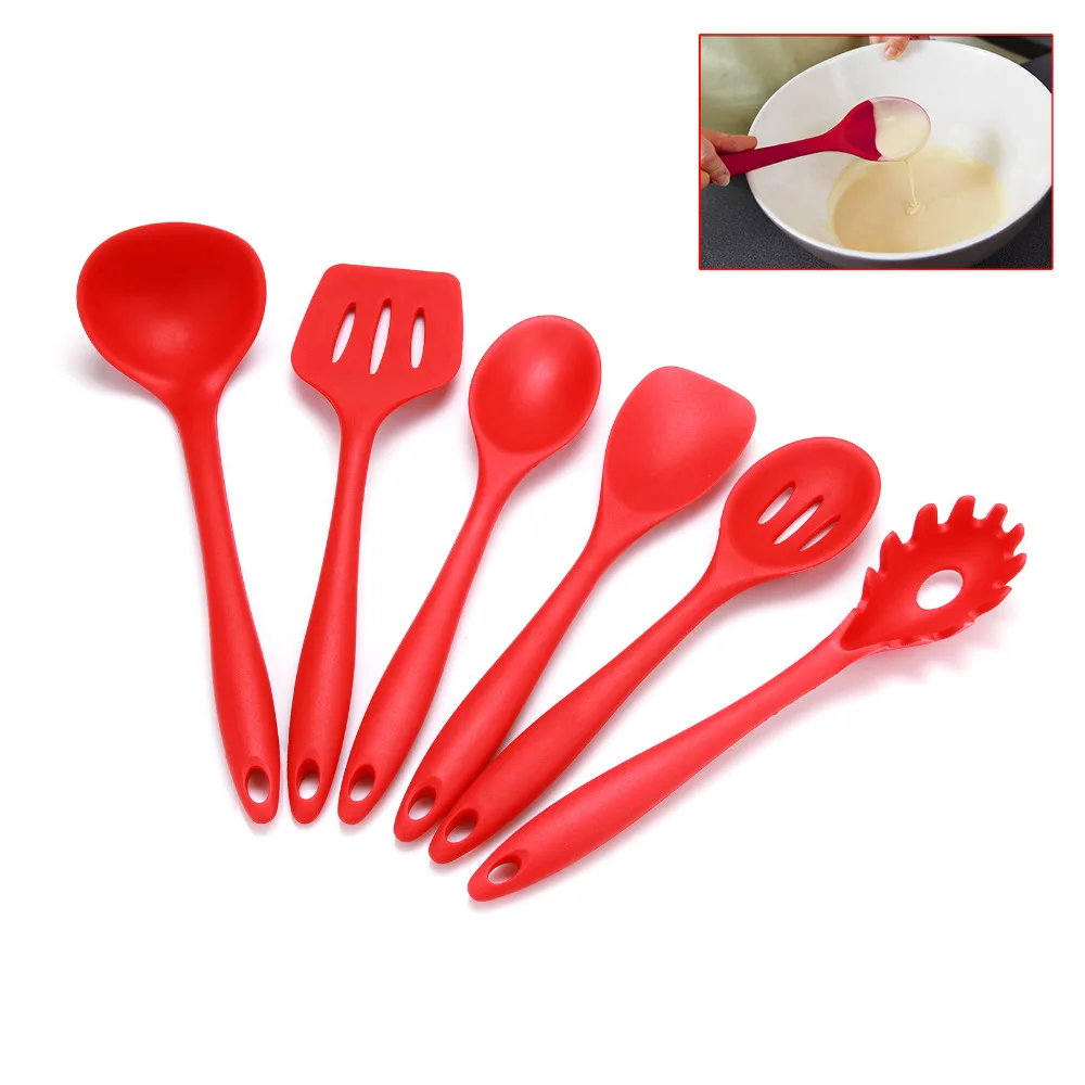 

6pcs/set Kitchen Spoon, Spatula, Egg Beater, Heat-Resistant Silicone coating Nylon Utensils Kitchen Cooking Tools