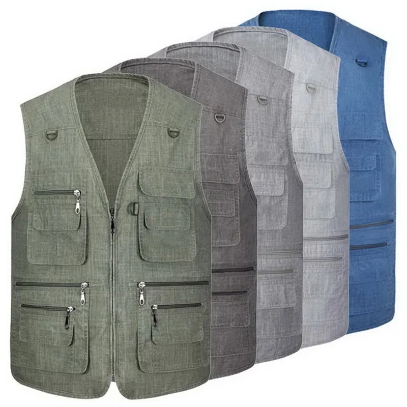 

CALOFE Autumn 2018 Zipper Men Sport Fishing Vest Breathable Jacket Waistcoat Survival vests 2018 Sport Vest Backpack Overal