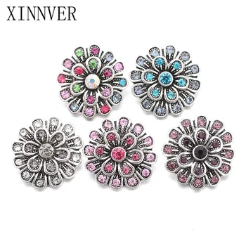 

10pcs/lot Xinnver Snap Jewelry Metal Rhinestone Snap Buttons Fit 18MM Snap Bracelet For Women DIY Charms ZA654