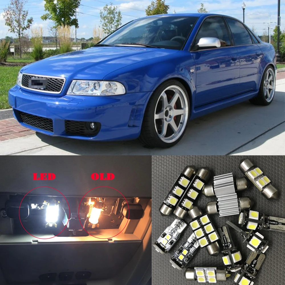 

17pcs Canbus White Car LED Light Bulbs Interior Package Kit For 1996 1997 1998 1999 2000 Audi A4 B5 Map Dome License Plate Lamp