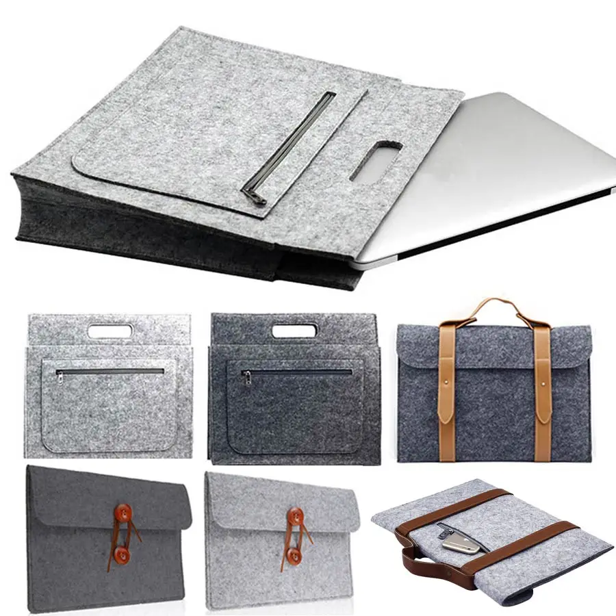 Universal Wool Felt Laptop Sleeve Case Pouch Hand Bag For MacBook Air