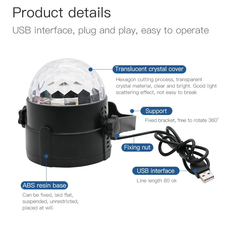 5V USB LED Disco Light Ball Sound Party Disco Lamp LED Bar Soundlight DJ Light Moving Head Laser Projector Stage Lights For Home (4)