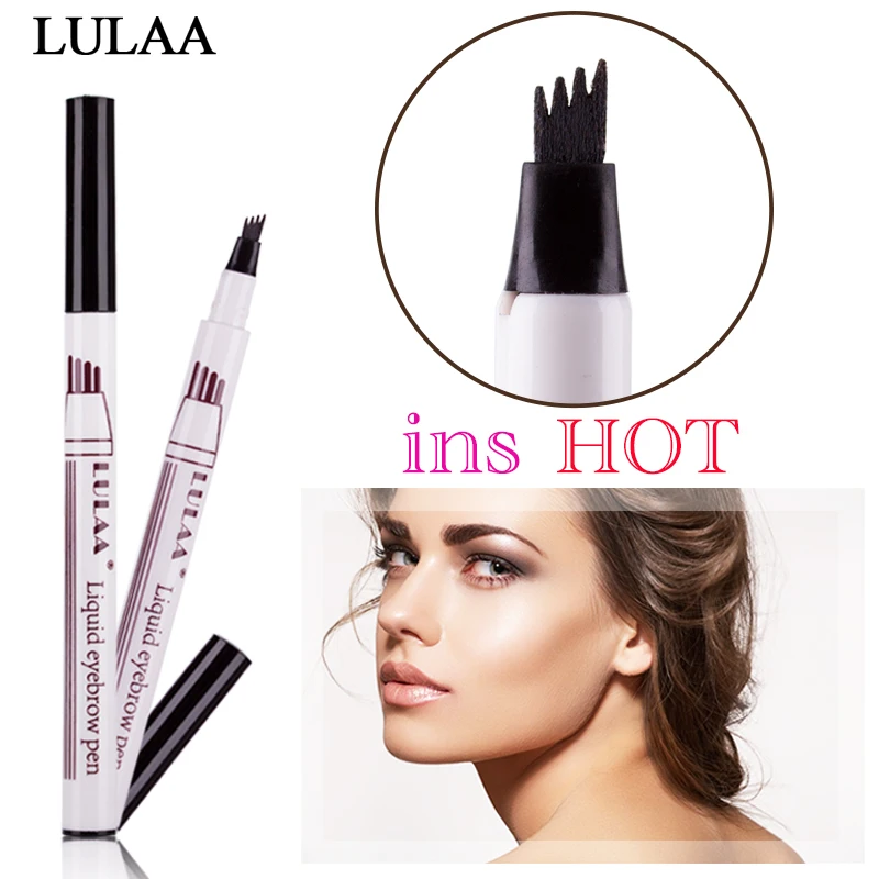 

LULAA Easy to Draw 4 Heads Waterproof Eyebrow Pencil Eye Brow Enhancer Sweat-proof Four-claw Tattoo Pen Long-lasting Makeup